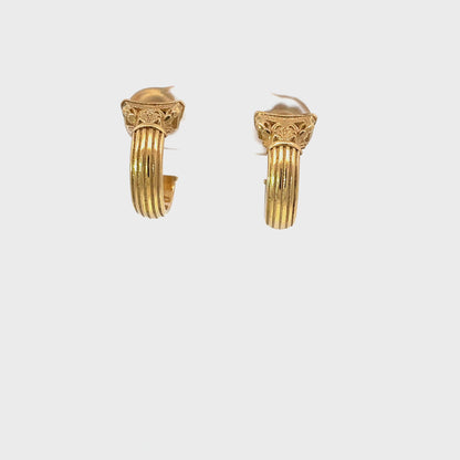 Ancient Roman Corinthian Column Hoop Earrings